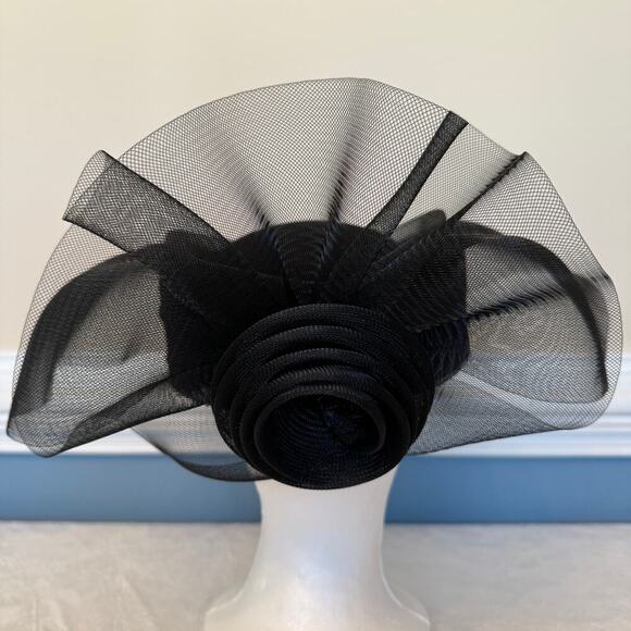 Geo W. Bollman Vintage Ladies Black Hat Classy Mesh Pillbox main image 4